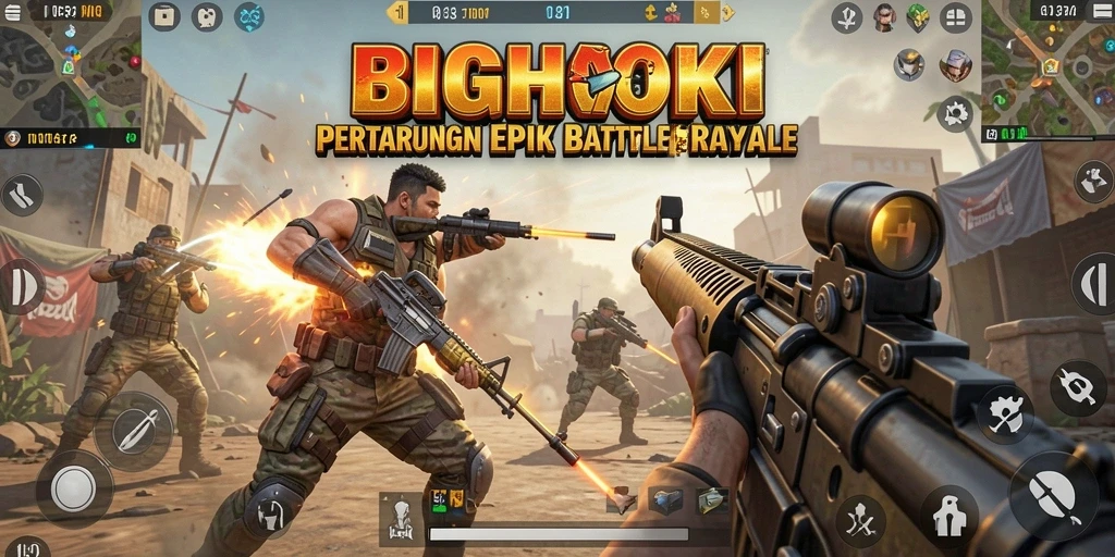 Gameplay BIGHOKI yang menegangkan dalam pertarungan Battle Royale.