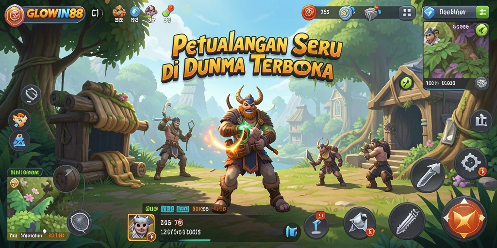 Screenshot gameplay GLOWIN88 menampilkan dunia terbuka yang memukau.